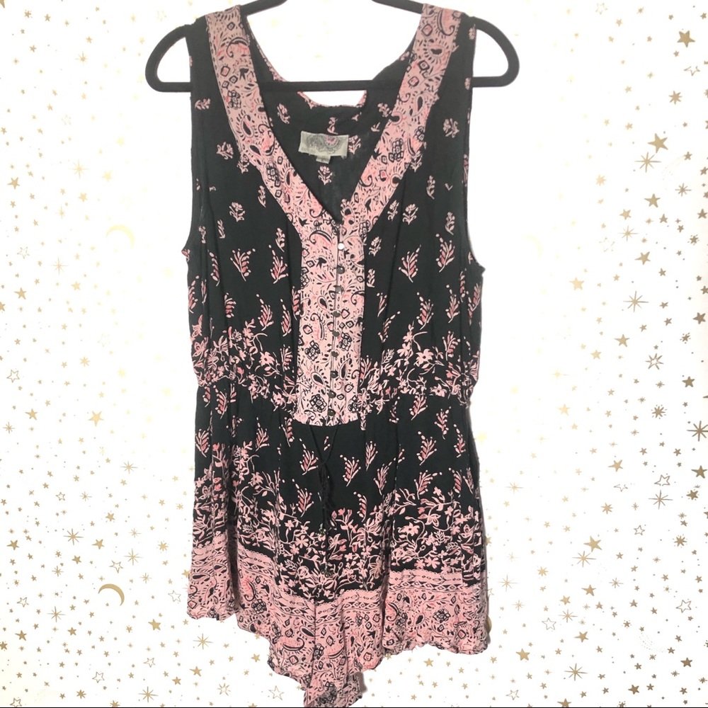 Ecote Floral & Paisley Button Front Romper